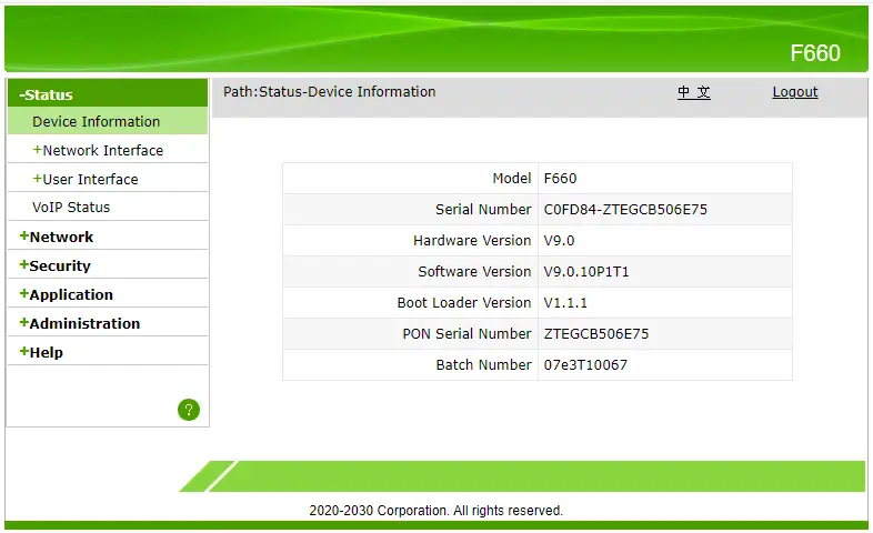 ZXHN F660 V8.0 GPON ONU 1GE+3FE+USB+POST+2.4GWIFI F660 V8