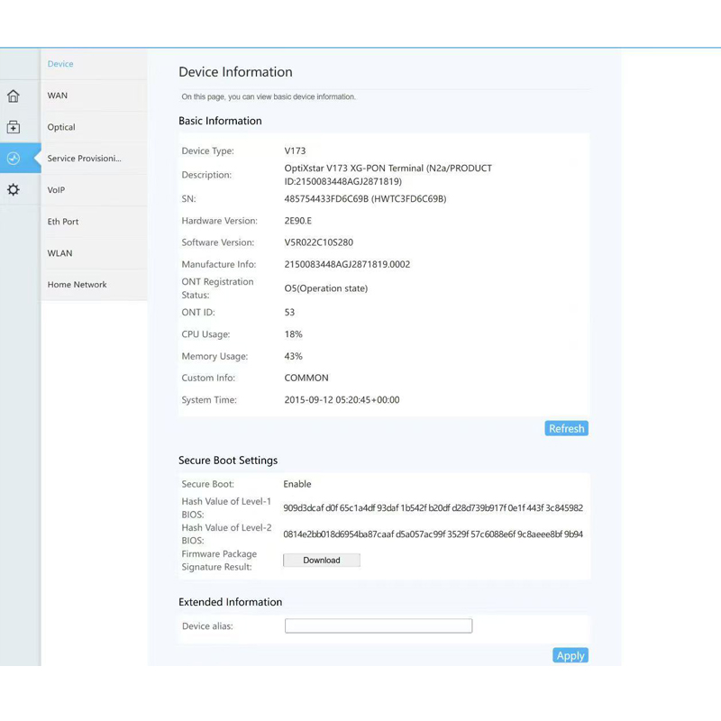 Huawei V173 XG-PON Dual Band 2.4GHz 5GHz ONU ONT V173-50 FTTR FTTH GPON All Brands WIFI6 TEL WIFI6 4GE for Fiber Optic Equipment