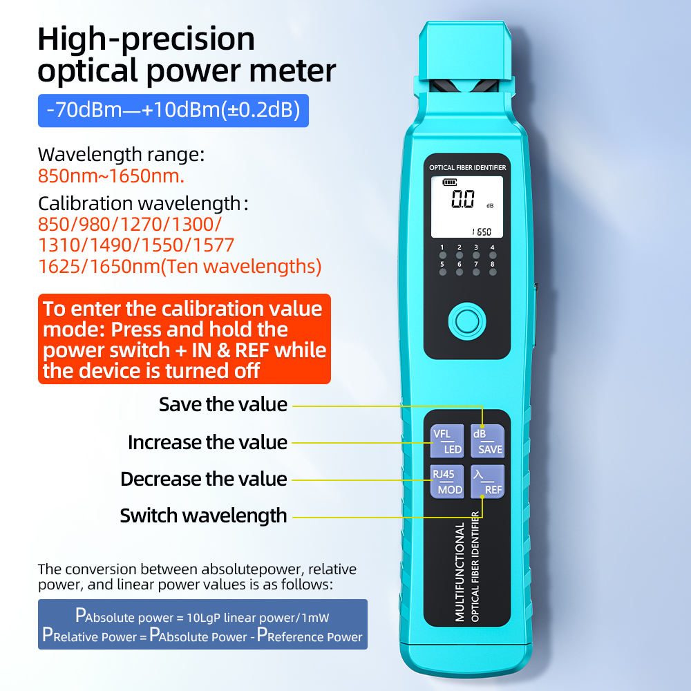 SAIVXIAN A-50/A-50+ Active Optical Fiber Identifier Fiber Cable Tester Detector with 30mw Visual Fault Locator
