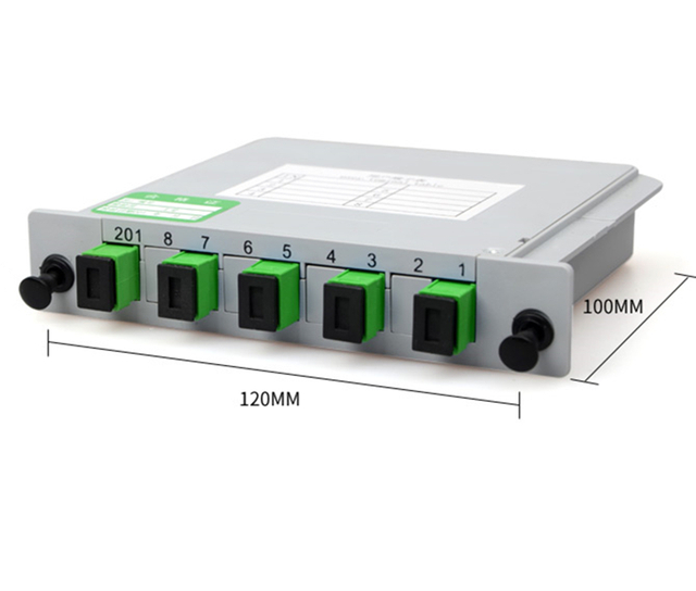  Find Similar Icon 1X2 - 1X32 PLC Optical Fiber Spliter FTTH SC UPC SC APC Cassette Box Plug in Type Beam Splitter