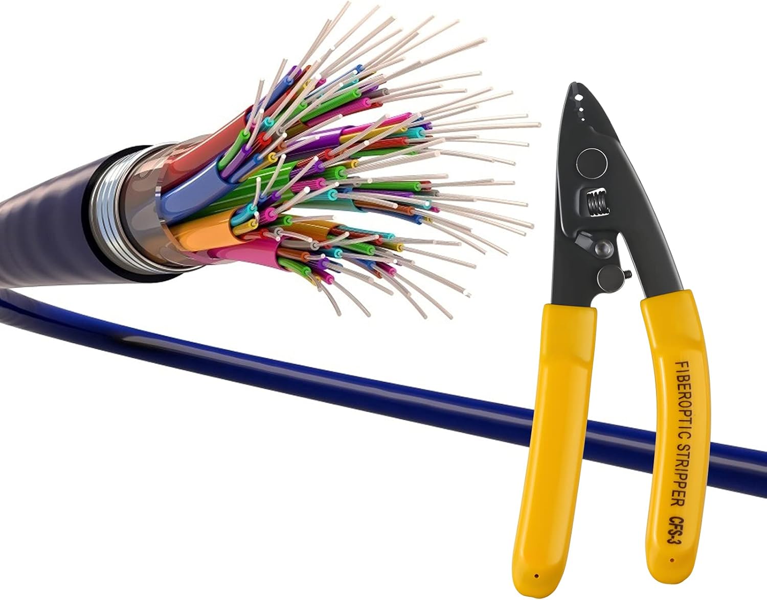 Pelacables de fibra &oacute;ptica, herramientas de pelado de fibra &oacute;ptica con orificio de 3 puertos con mango de 6 pulgadas, herramienta pelacables de fibra &oacute;ptica de acero inoxidable